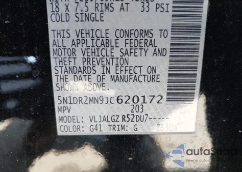 2018 Nissan Pathfinder Sl from USA, damaged, VIN 5N1DR2MN9JC620172